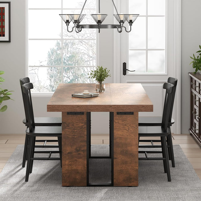 70.8 Inch Dining Table, Rustic Farmhouse Kitchen Table for 6-8 People, Large Dinning Room Furniture Rectangle Dinner Table for Living Room, Apartment, Home Office, Rustic