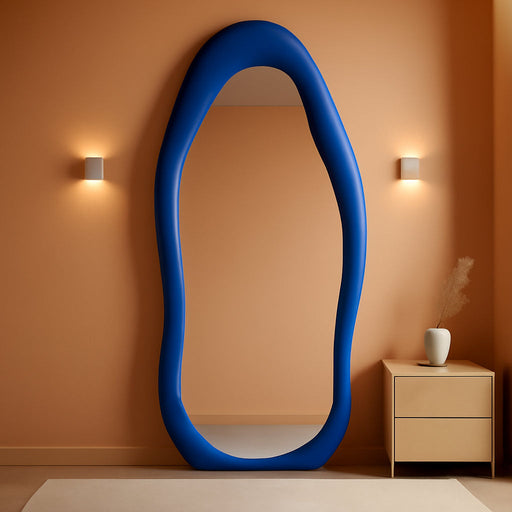Blue Irregular Wavy Full-Length Mirror
