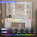 Vanity Desk with Mirror and Lights, Makeup Vanity with Mirror and LED Lights & Power Outlet, 3 Drawers and Cabinets, 3 Lighting Modes Dressing Table Set for Girls Women Bedroom, White
