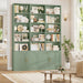 82.3" Triple Wide Bookshelf, Tall Bookcase with 4 Doors, Green