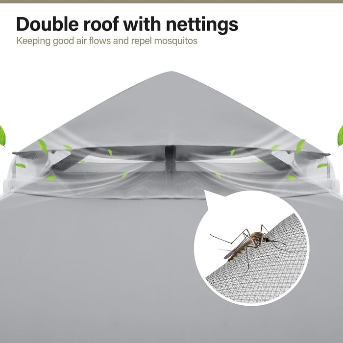 12x12 Ft Grey Gazebo Weatherproof With InsectNetting