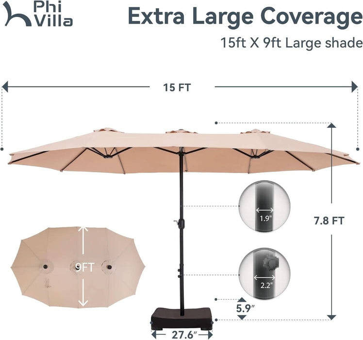 15 foot patio umbrellas 15 Foot Double Sided Patio Umbrella For Outdoor Shade