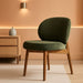 Dining Chair with High Back Single Mid Century Modern Kitchen Chair Boucle Fabric Upholstered Armless Accent Chair 20" Wide Padded Seat with Wooden Legs for Living Room Bedroom Green