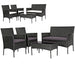 4 Pieces Patio Rattan Cushioned Sofa Set with Tempered Glass Coffee Table