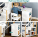 Full over Full Bunk Bed with Trundle and Storage Stairs, Solid Wood Bunk Bed with Foldable Desk, No Box Spring Needed, for Kids, Teens & Adults (White+Wood)