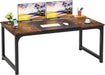 70.8 Inch X-Large Executive Computer Office Desk, Brown+Black