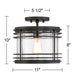 Modern Semi Flush Mount Outdoor Ceiling Light Fixture Black Geometric 11" Clear Seedy Glass for Exterior House Porch Patio Deck