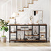 Console Sofa Table, 70.9 Inch Extra Long Table behind Couch with Storage Shelves, 3-Tier Industrial Narrow Entryway Hallway Accent Table for Living Room, Rustic Brown