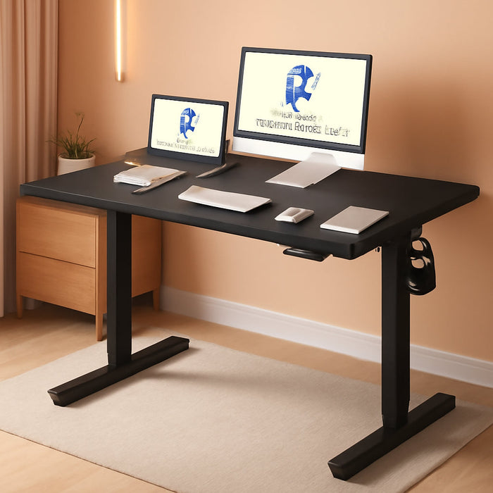 EN1 Whole-Piece Standing Desk 48 X 24 Inches Electric Height Adjustable Desk Sit Stand Desk Home Office Desks (Black Frame + Black Table Top)