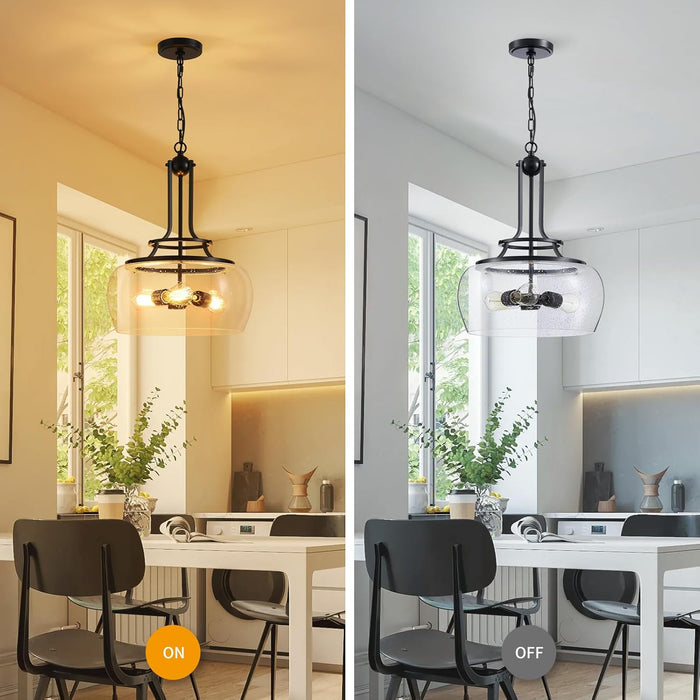 Black Rustic Farmhouse Pendant Light 20.9x15.9 Inches