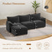 108 Inch CharcoalGray Modular Sectional Sofa Ottoman