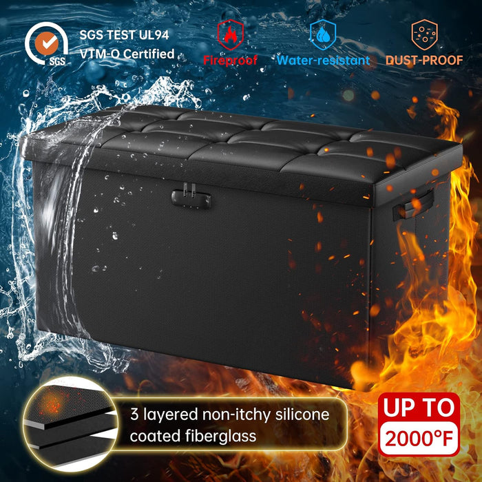 30 Inch Fireproof Waterproof Locking Storage Ottoman