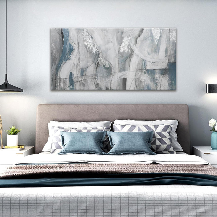 Abstract Wall Art Ready to Hang White Wall Art Modern Fantasy Paintings Blue White Abstract Wall Decor Prints Canvas Art Wall Decor Painting for Bedroom Office Decoration 20" X 40"