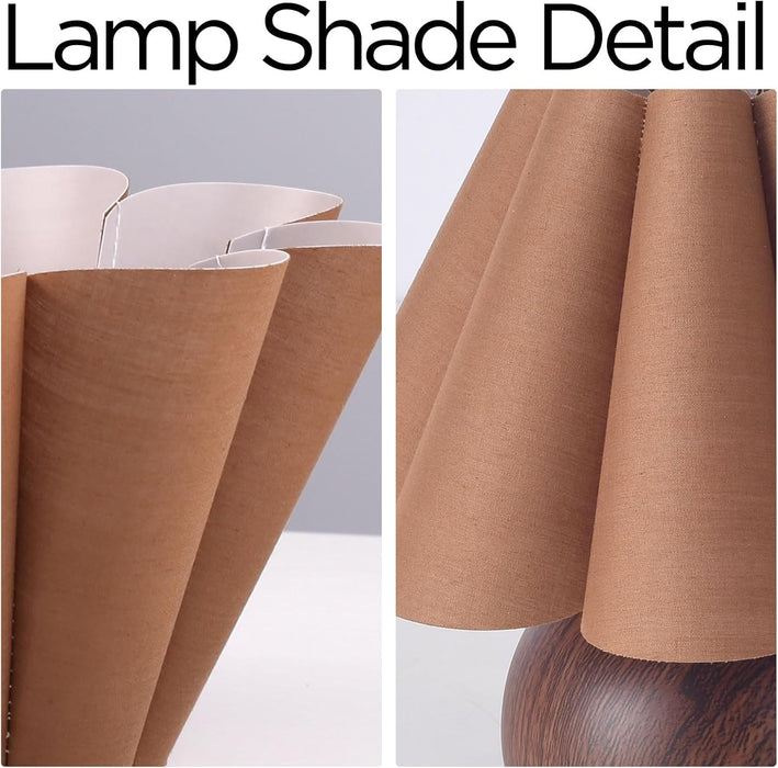 Cute Small Table Lamp, Modern Bedside Nightstand Lamp with Coffee Fabric Lampshade, Metal Base for Bedroom Home Office Decor (Without Buld)