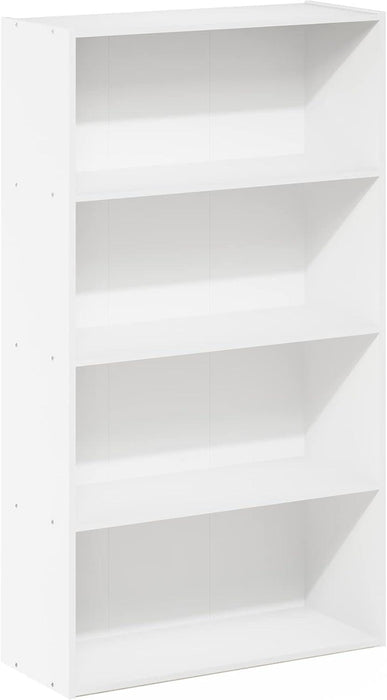 PASIR Book Shelf, 4-Tier Bookshelf, Bookcase with Open Shelf, 9.4 X 23.6 X 41.7, for Living Room, Bedroom, Home Office, White
