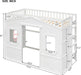 White Twin Size Loft Bed With EntertainmentCenterDisplay