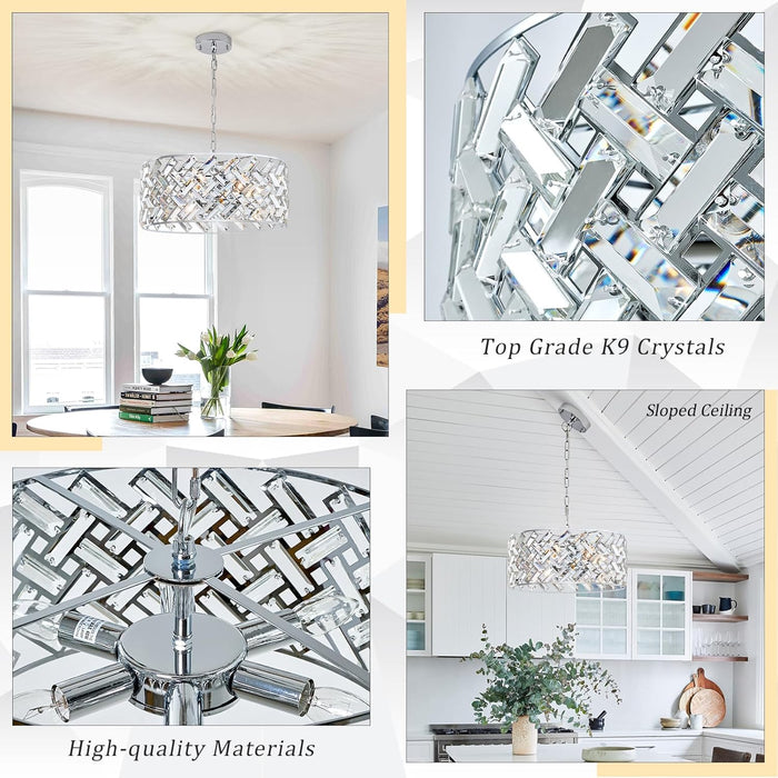 Chrome Crystal Chandelier Ceiling Mount Fixture Light