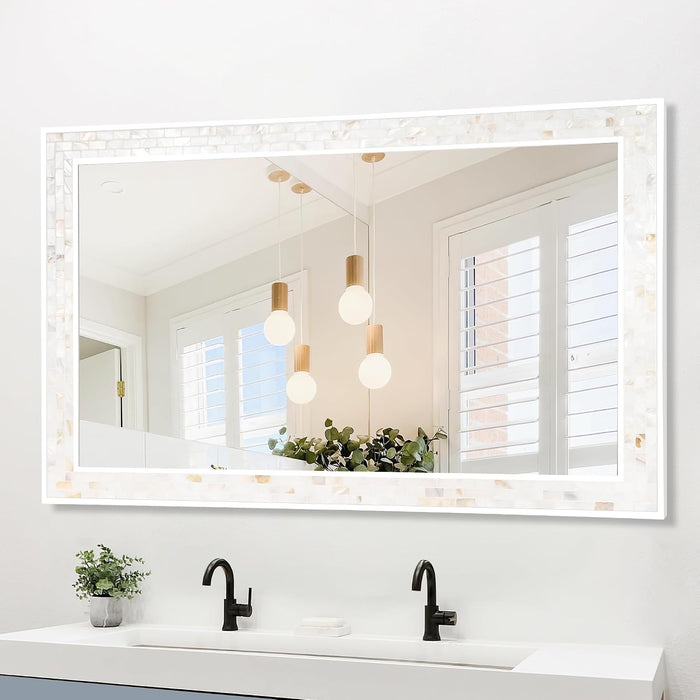 30 X 48 Inch Bathroom Mirror, White Large Mosaic Vanity Mirrors