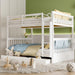 Wood Bunk Bed with Drawers,Convertible Bunk Bed with Ladders and Two Storage Drawers,Solid Wood Detachable Bed Frame with Ladders,Full over Full,White