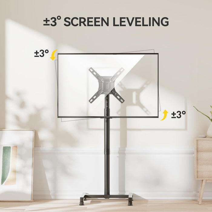 TV Floor Stand for 13-43 Inch Flat/Curved Tvs up to 44 Lbs, 8 Level Height Adjustable Monitor Floor TV Stand with VESA 200X200, Portable TV Mount Stand for Living Room, Bedroom, Office