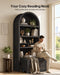 76.6" Arched Bookshelf with Rolling Storage Bench, Wood Tall Arch Bookcase | 5-Tier with Bookshelf Riser, Multi-Functional Display Cabinet, Bookshelf with Storage for Living Room, Entryway