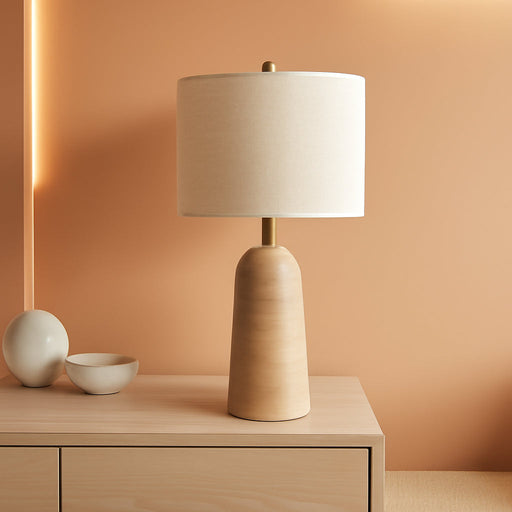 27.25" Modern Table Lamp Set of 2, Warm Beige Resin Lamp with Natural Stone Look, Lamps for Living Room with Linen Shades, Bedside Lamp for Bedroom, Living Room, Nightstand, Entryway