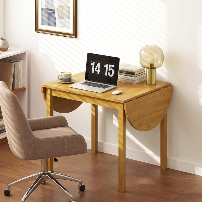 55" Solid Wood Folding Dining Table for 4-6 People, Oak