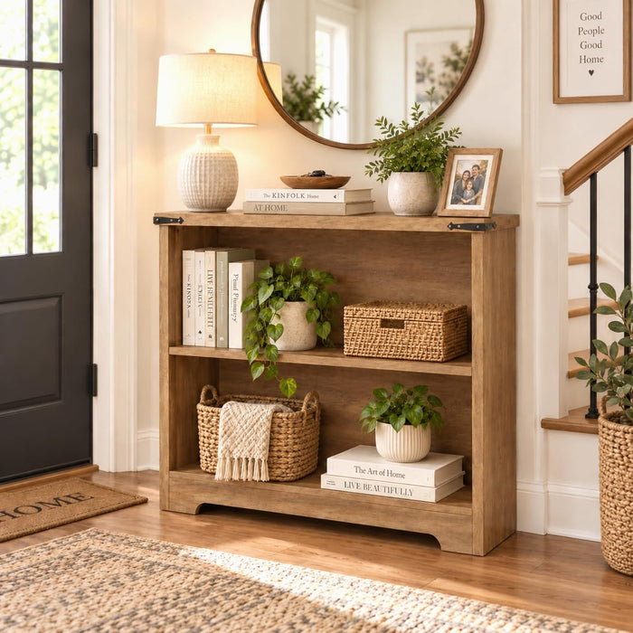 Small 3-Tier Book Shelf, Engineered Wood Bookcase,Bookshelf for Home, Brown