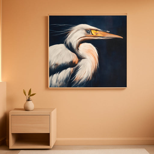 Heron Hand Painted Textured Framed Canvas Wall Art