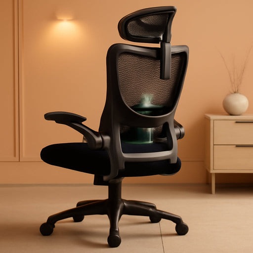 Ergonomic Office Chair with Headrest Mesh Office Computer Desk Chair with Adjustable Lumbar Support Rolling Work Swivel Task Chairs with Wheel 3D Armrests