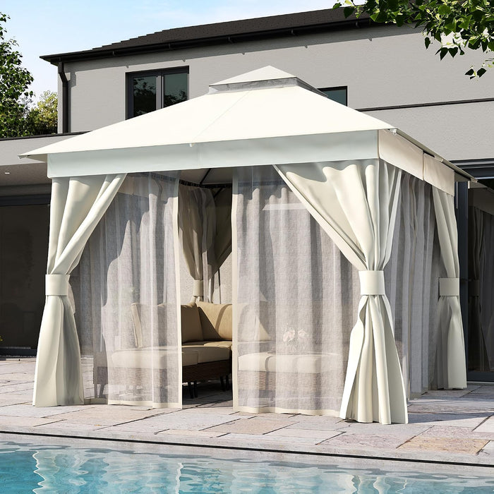 10x10 PatioOutdoor Gazebo Weather Resistant Double Roofs