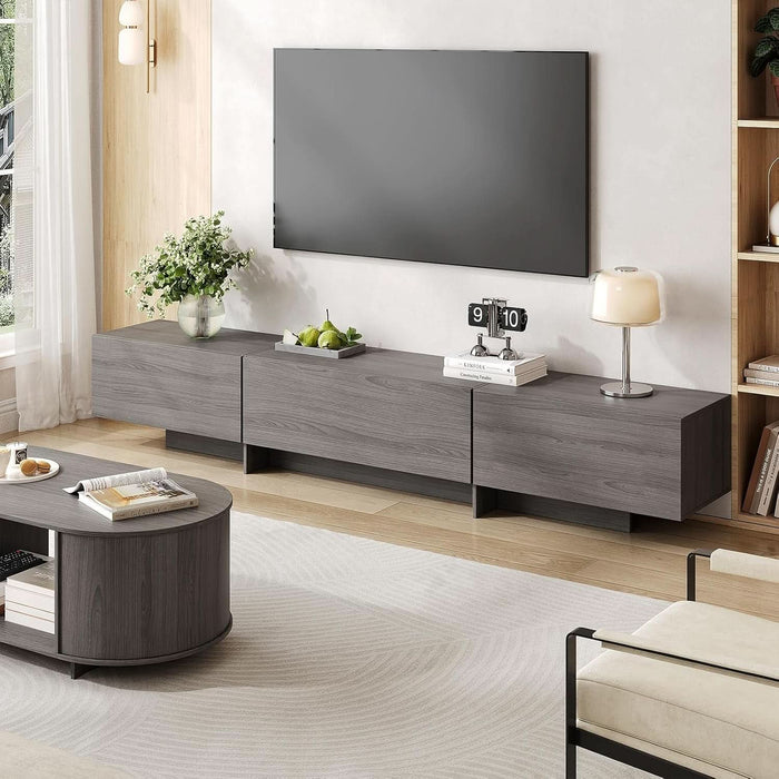 76.4'' Modern TV Stand for Living Room, Mid Century Modern TV Console，Entertainment Center with 3 Drawers, Large Storage Cabinet Table, Media Cabinet for Living Room, Bedroom, Grey