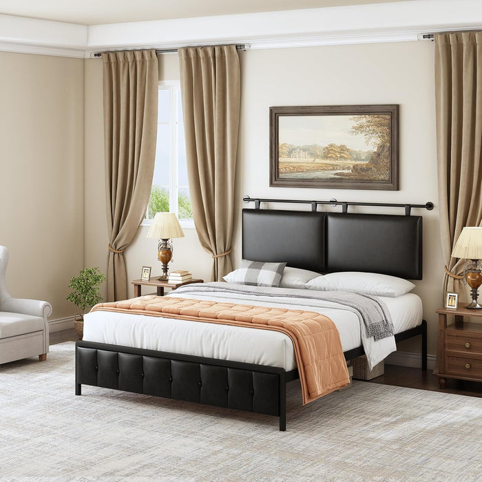 Queen Size Headboards Wall Mounted Bed Headboard with Only Black Hanging Head Boards, Industrial Pipe for Bedroom (Black, Queen)