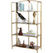 No Assembly Folding Bookshelf for Living Room, 4 Tier Gold Collapsible Book Shelf for Home Office, Portable Bookcase Storage Organizer