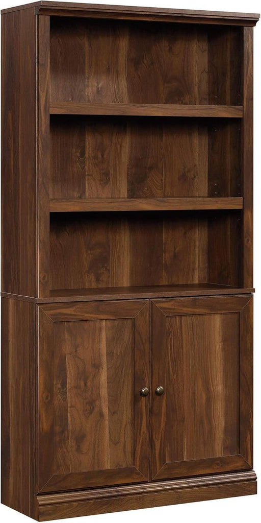 Select Book Shelf, Bookshelf with Storage, Library Bookcase with Doors and Adjustable Shelves, in Grand Walnut