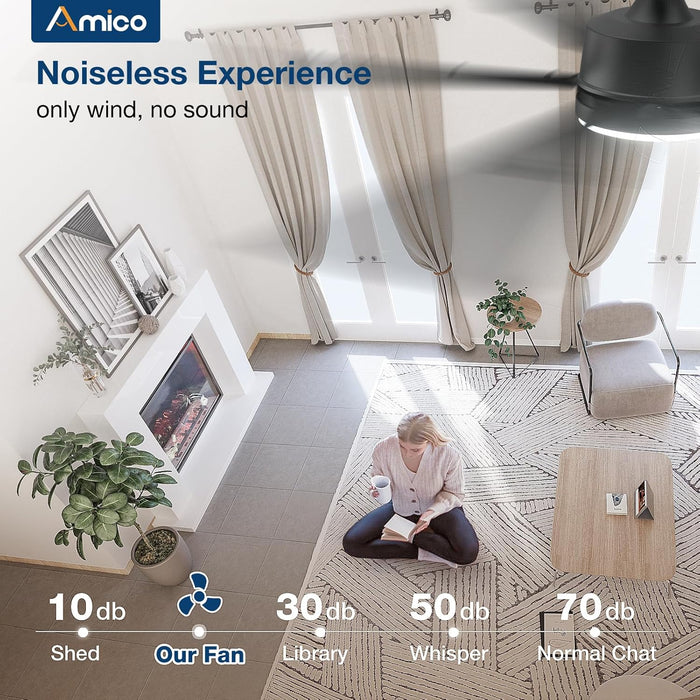 62 Inch Ceiling Fans with Lights and Remote, Black Indoor/Outdoor Ceiling Fan with 6 Speed, Reversible DC Motor, 3CCT, Dimmable, Noiseless Modern Ceiling Fan for Bedroom, Living Room, Patio