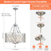 21.7" Chrome Chandelier for Dining Room over Table round Crystal 5-Light Hanging Pendant Lighting with Metal Shade Adjustable Height for Living Room Bedroom Foyer