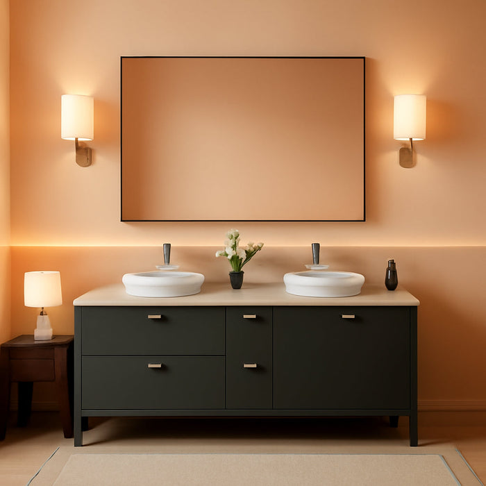 Black Framed Bathroom Mirror - Shatterproof 30"X50" Tempered Glass, HD No Distortion, Horizontal/Vertical Mount, Modern Matte Aluminum Alloy Frame