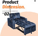 Blue Convertible Sleeper Chair With Integrated Cupholder