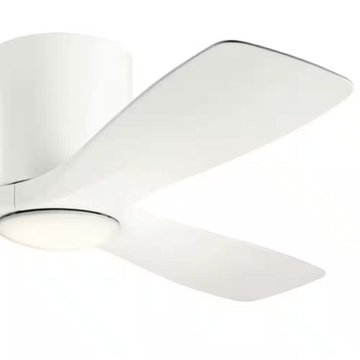 Volos 48 In. Indoor Matte White Low Profile Ceiling Fan with Integrated LED with Wall Control Included