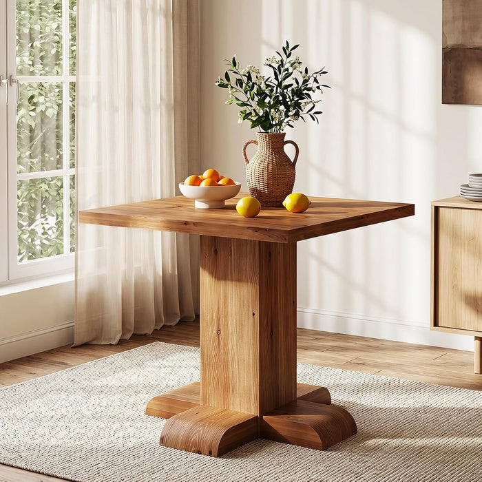 Tribesigns Solid Wood Square Dining Table 31.5 Inch Space-Saving | Natural Wood Grain Kitchen Table, Space-Saving for 2-4 People, Rustic Farmhouse Style for Dining Room, Apartments, Restaurant