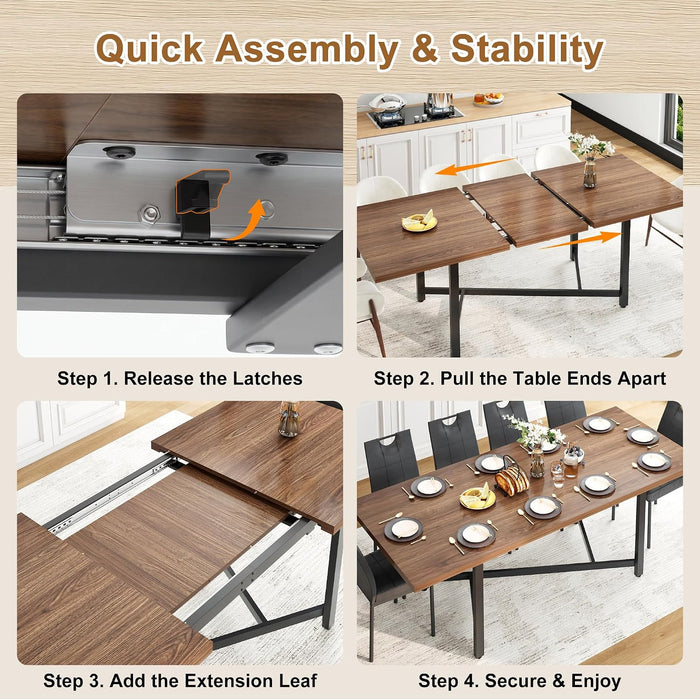 66-86" Extendable Dining Table for 4-10 People, Farmhouse Table,Walnut