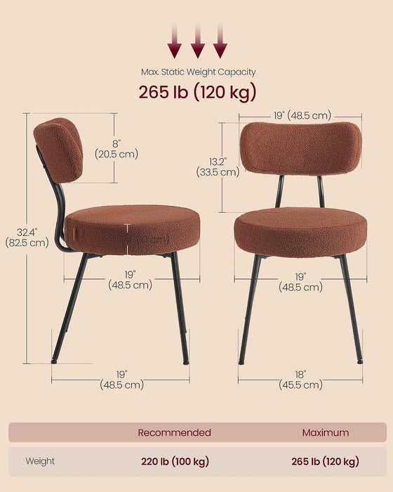 Boucle Dining Chairs Set of 4, Upholstered Kitchen Chairs