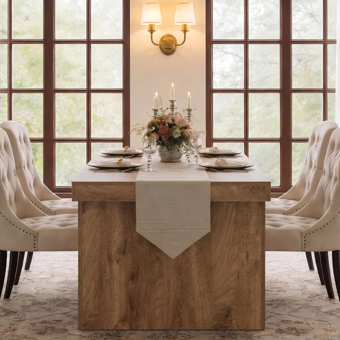 70.9Inches PremiumHandcrafted Wood Dining Table Arched Legs