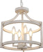 4-Light Farmhouse Chandelier, Distressed Hanging Pendant Lighting, Convertible Semi Flush Mount Ceiling Light Fixture Vintage White Metal Chandeliers for Dining Room Kitchen Foyer Entryway