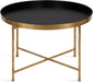 Celia Modern round Coffee Table; 28 X 28 X 19; Black and Gold; Coffee Table for Living Room Decor; Storage; and Display