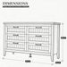Farmhouse 6 Drawer Dresser with Charging Station & LED Lights, Slim Wooden Bedroom Dresser, Rustic Chest of Drawers Clothes Storage Organizer for Closet Dorm Apartments, White
