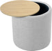 Storage Ottoman with Wood Top - Light Gray Textured Woven