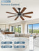 52 Inch Ceiling Fan No Light, 8 Blades Black Ceiling Fans without Lights, Quiet Rerverible DC Motor, 6Speeds, for Bedroom, Living Room, Home Office and Patio