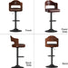 Swivel Bar Stools Set of 3,Bentwood Adjustable Height Barstools | Upholstered Seat,Easy-Clean PU Leather,Back& Footrest, Mid Century Modern Bar Chair for Counter, Kitchen Island, Brown